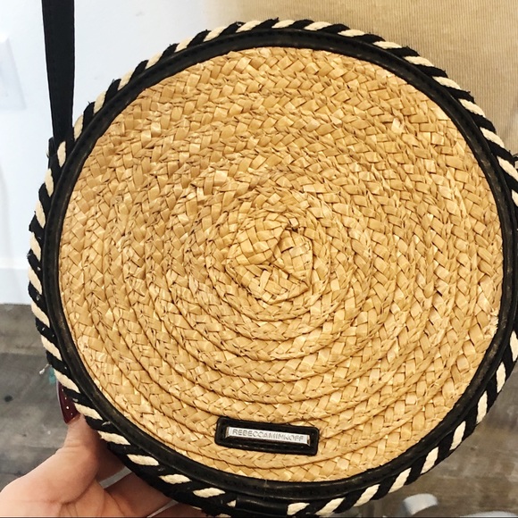 Rebecca Minkoff Straw Circle Crossbody Bag, Blue Multi - Picture 13 of 14